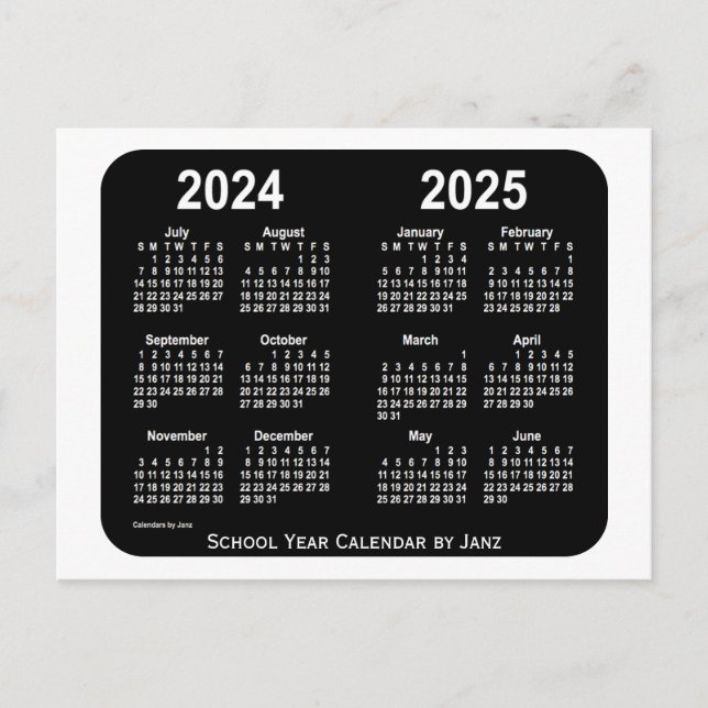 2024-2025 White Neon School Calendar von Janz Postkarte (Vorderseite)