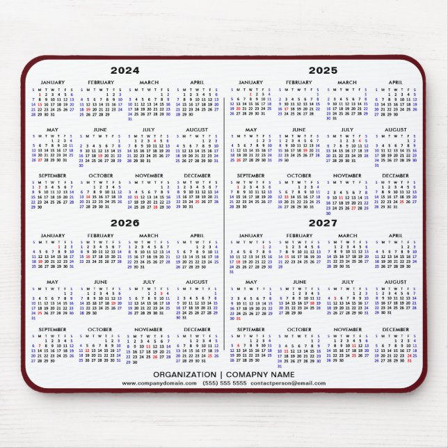 2024 - 2027 4 Jahre Minimalistischer Geschäftskale Mousepad (Vorne)