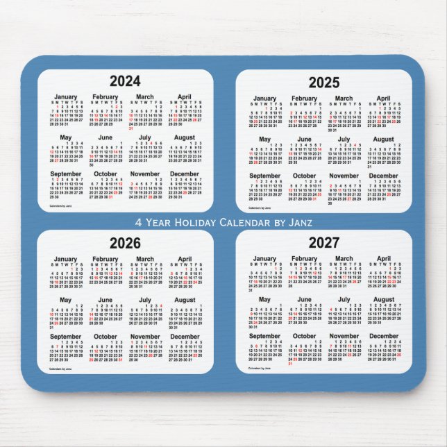 2024-2027 Steel Blue Holiday Calendar von Janz Mousepad (Vorne)