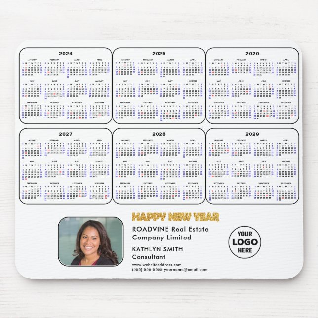2024 - 2029 Foto für Firmenlogo in White Mousepad (Vorne)