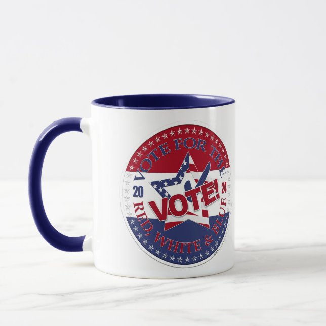 2024 Abstimmung für die rot-weiße blaue Abstimmung Tasse (Links)