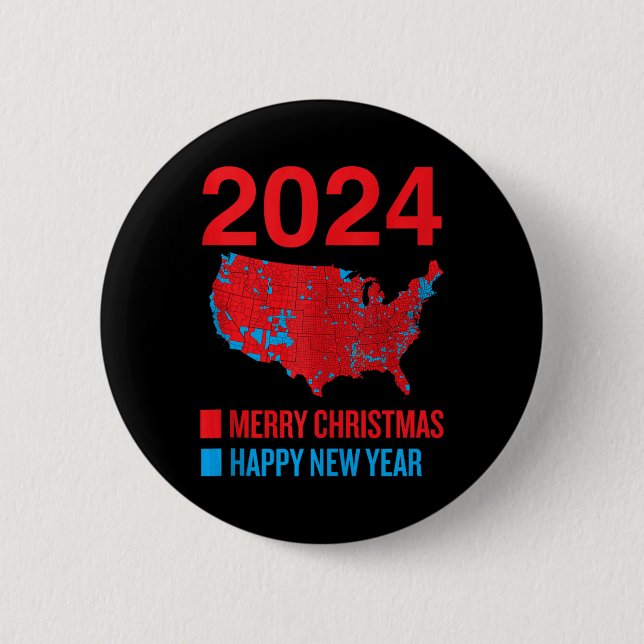 2024 Accurate Election Map Frohe Weihnachten Glück Button (Vorderseite)