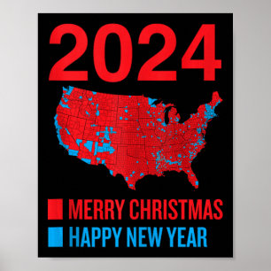 2024 Accurate Election Map Frohe Weihnachten Glück Poster