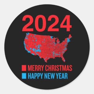 2024 Accurate Election Map Frohe Weihnachten Glück Runder Aufkleber