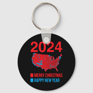 2024 Accurate Election Map Frohe Weihnachten Glück Schlüsselanhänger