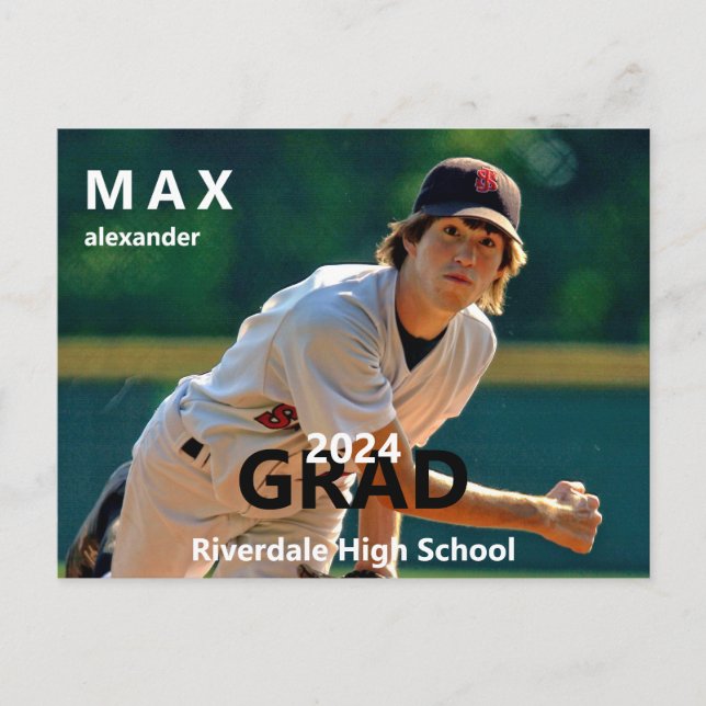 2024 Ankündigung des Abschlusses des Baseball-Foto Postkarte (Vorderseite)