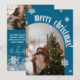 2024 Aquamarin Retro Frohe Weihnachts-Glitzer Foto Feiertagskarte
