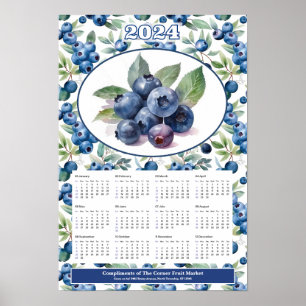 2024 Blaubeeren benutzerdefinierter Kalender  Poster