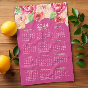 2024 Blume mit gestrichenem Aquarellton (kalt rosa Geschirrtuch