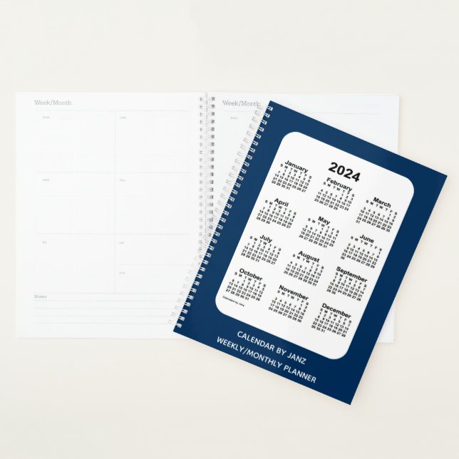 2024 Boîte de police Calendrier bleu par Janz (Devant avec enveloppe)