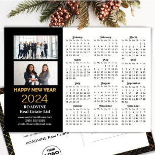 2024 Business 2 Foto Moderner Goldkalender Feiertagspostkarte