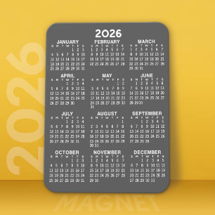 2024 Calendar - Basic Grey Mini Calendar Magnet