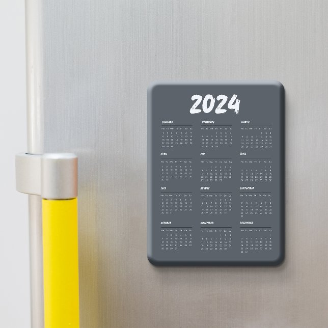 2024 Calendar Black And White Simple  Magnet (2024 Calendar Black And White Simple Magnet)