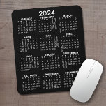 2024 Calendar - black background - Vertikale Mousepad<br><div class="desc">Einfach schwarz background with hat 2024 Calendar. Einfach business item for the New Year. A black background for a calendar with a solid color.</div>