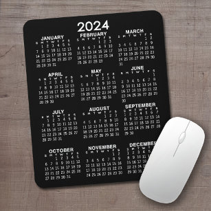 2024 Calendar - black background - Vertikale Mousepad