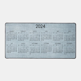2024 Calendar Blue Denim Foto Schreibtischunterlage