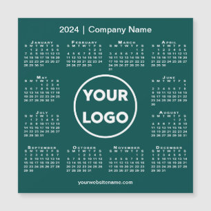 2024 Calendar Company Logo auf Aquamarinem Green M Magnetkarte