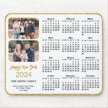 2024 Calendar Gold Glitzer Script 2 Family Foto