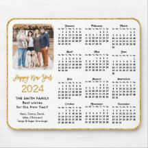 2024 Calendar Gold Glitzer Script Family Foto