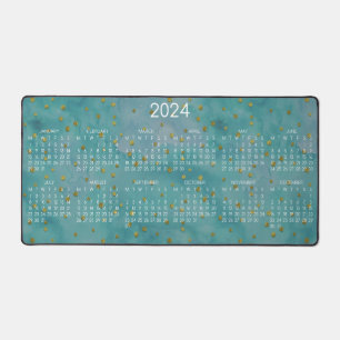 2024 Calendrier Aquarelle Turquoise Golden Dots