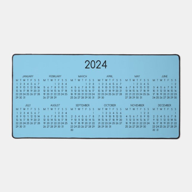 2024 Calendrier Baby Blue Color Arrière - plan (Recto)