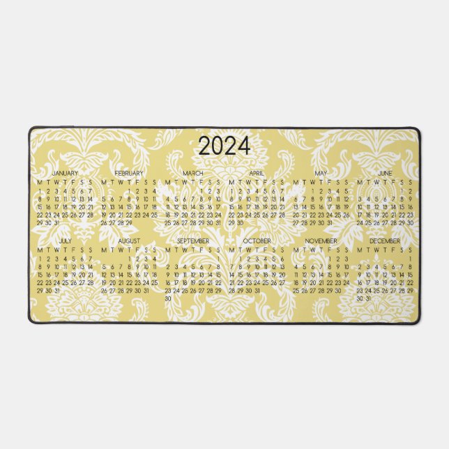2024 Calendrier Damask Flax Simple couleur complèt (Recto)