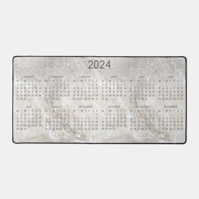 2024 Calendrier Marbre Arrière - plan Photo Design (Recto)
