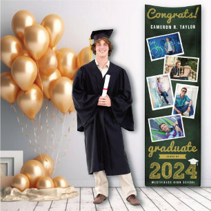 2024 Chalkboard Sketch 5 Foto Graduation Party Banner