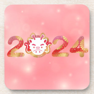 2024, Chinesisches Neujahr, Drache Getränkeuntersetzer