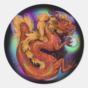 2024 Chinesisches Zodiaka-Jahr des Drachen Runder Aufkleber