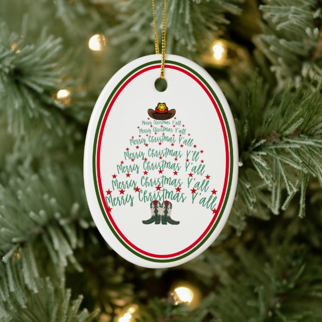 2024 Cowboy Christmas Tree Gast Keramik Ornament (Baum)