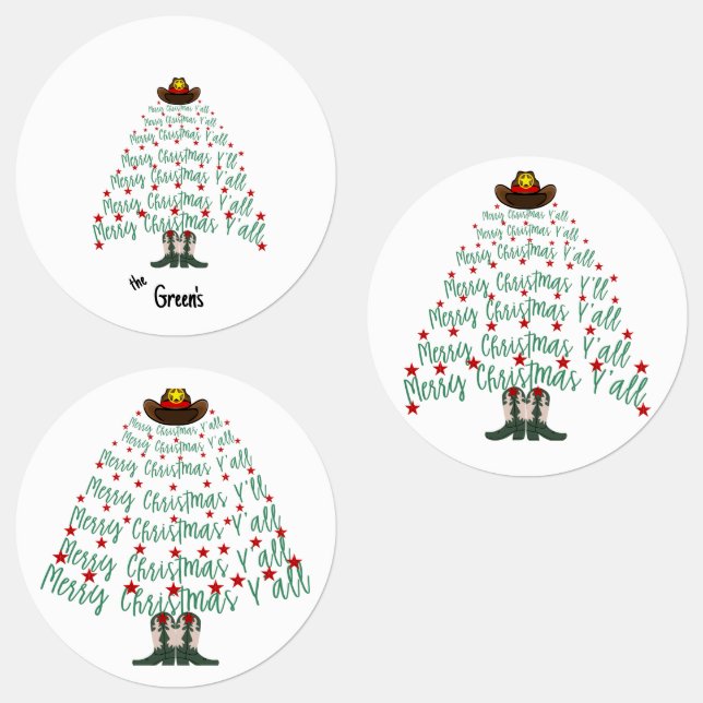 2024 Cowboy Weihnachtsbaumrunde Etiketten (Gruppe)