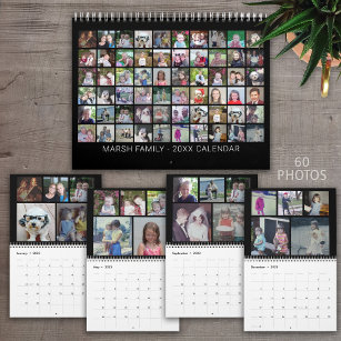 2024 Custom Modern Family 60 Foto Collage - schwar Kalender
