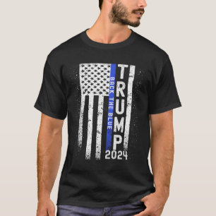 2024 Die Blaue Amerikanische Fahne, Blaue Linie 4 T-Shirt