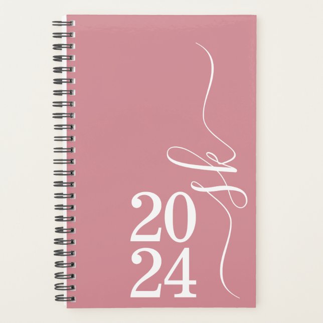 2024 Dusty Pink Monogram Personal Weekly Planner Planer (Vorderseite)