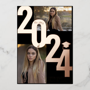 2024 Echte Folie Roségold Abschlussfoto Folieneinladung