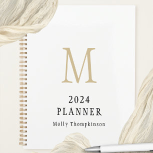 2024 Einfache Monogramm, Anfangsname Weißer Planer