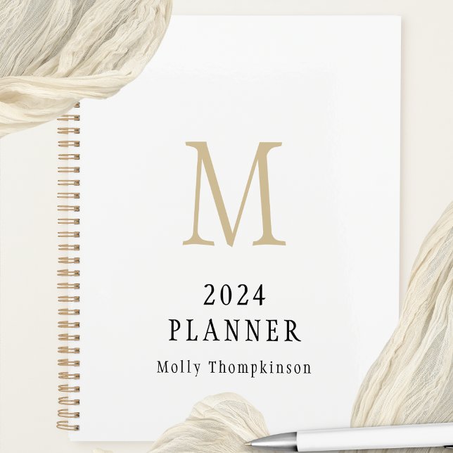 2024 Einfache Monogramm, Anfangsname Weißer Planer (Von Creator hochgeladen)
