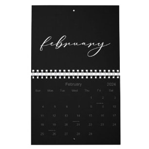 2024 Einfache Schwarze Benutzerdefiniert Minimalis Kalender