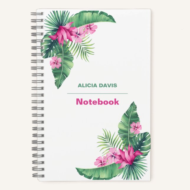 2024 Exotic Tropical | Ihr Name Notizbuch (Vorderseite)