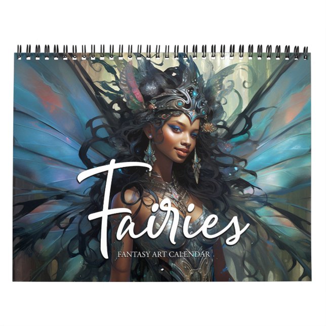 2024 Fairies 9 Black Fantasy Art Calendar Kalender (Titelbild)