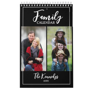 2024 Familienname Foto Schwarz/Weiß Kalender