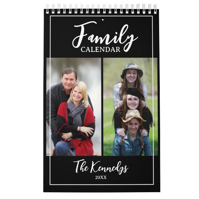 2024 Familienname Foto Schwarz/Weiß Kalender (Titelbild)