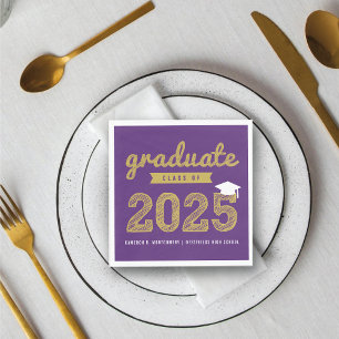 2024 Fett Gold Sketch Text Moderne Graduation Part Serviette