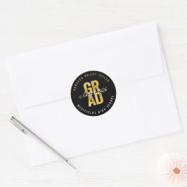 2024 Fett GRAD Gold & Black Stylish Abschluss Runder Aufkleber