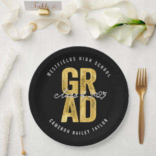 2024 Fett GRAD Gold Foil Stilvolle Graduation Part Pappteller
