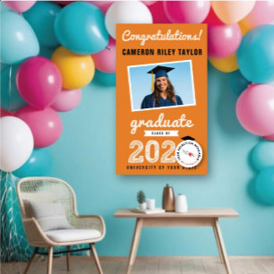 2024 Fett-Sketch über Orange Foto Graduation Party Banner