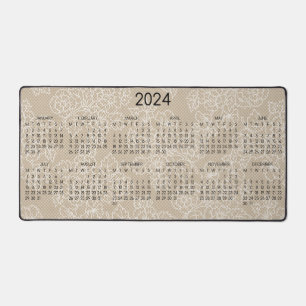 2024 Foto "Floral Lace Kraft" Schreibtischunterlage
