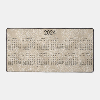 2024 Foto "Floral Lace Kraft" Schreibtischunterlage