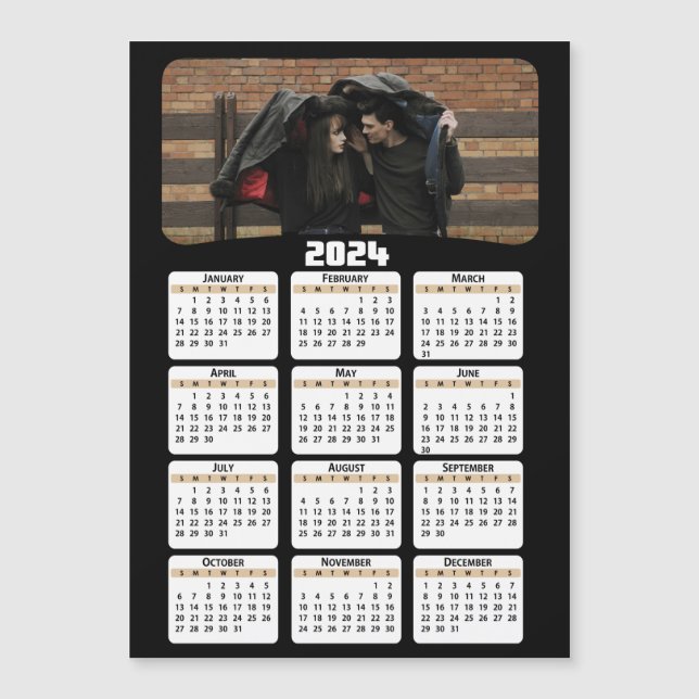 2024 - Foto hinzufügen - Kalender - Tan Magnetkarte (Vorderseite)